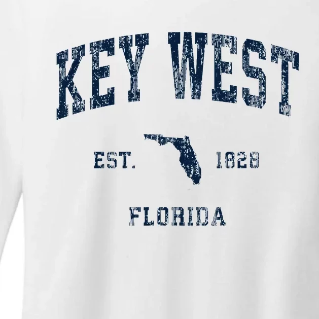 Key West Florida Fl Vintage Athletic Sports Design Womens CVC Long Sleeve Shirt