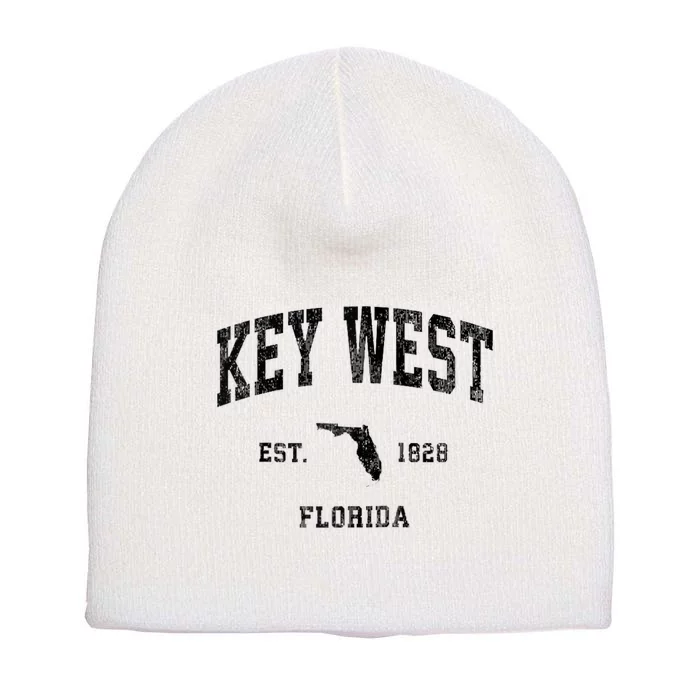 Key West Florida Fl Vintage Athletic Black Sports Short Acrylic Beanie