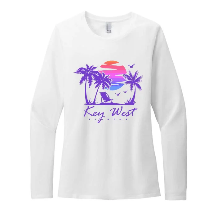 Key West Florida Spring Break Vacation Retro Vintage Sunset Womens CVC Long Sleeve Shirt