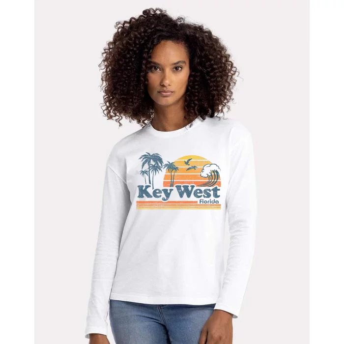 Key West Florida Beach Vintage Spring Break Vacation Womens Cotton Relaxed Long Sleeve T-Shirt