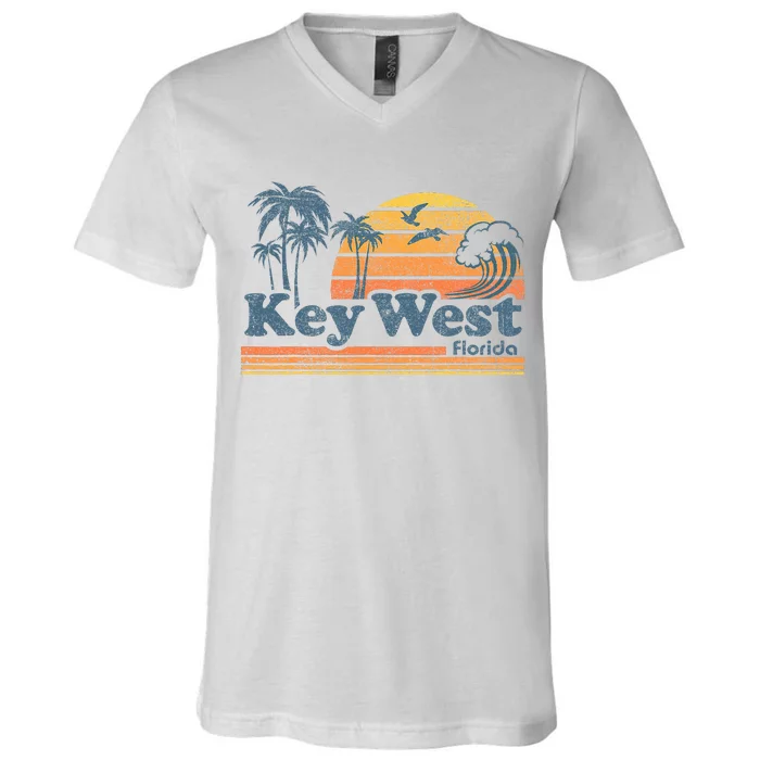 Key West Florida Beach Vintage Spring Break Vacation V-Neck T-Shirt