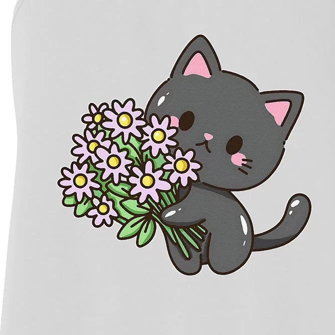 Kitty With Flowers Women's Racerback Tank