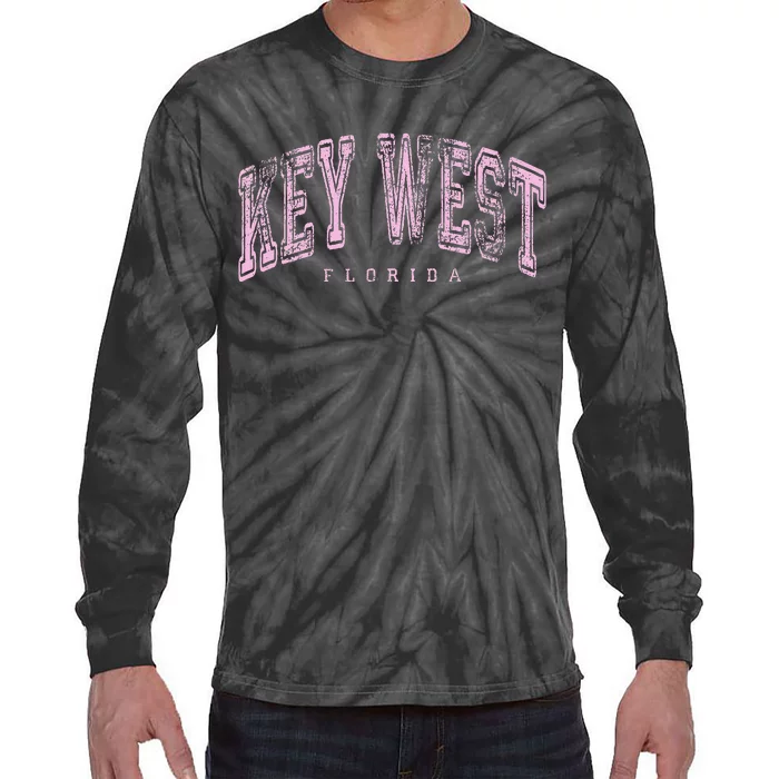 Key West Florida Keys Vintage Retro Us City State Travel Tie-Dye Long Sleeve Shirt