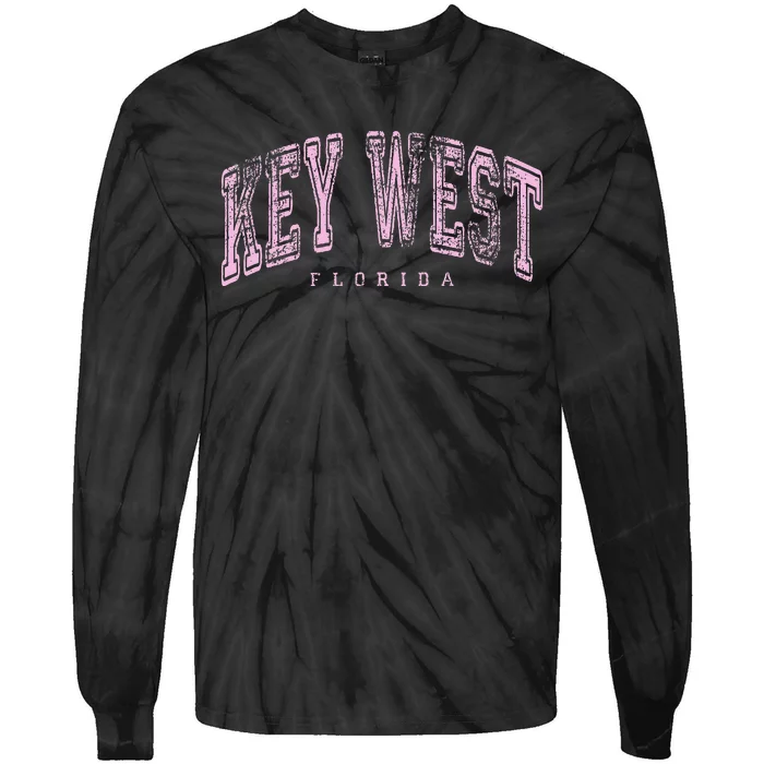 Key West Florida Keys Vintage Retro Us City State Travel Tie-Dye Long Sleeve Shirt