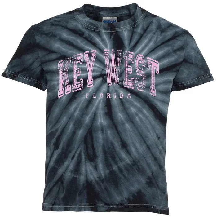 Key West Florida Keys Vintage Retro Us City State Travel Kids Tie-Dye T-Shirt