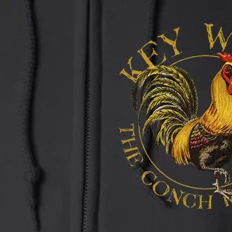 Key West Florida Vintage Rooster Design Souvenir Full Zip Hoodie