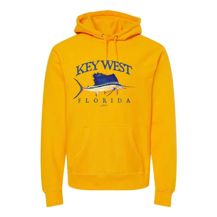 Key West Fl Vintage Sailfish Premium Hoodie