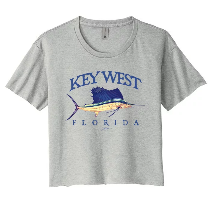 Key West Fl Vintage Sailfish Women's Crop Top Tee