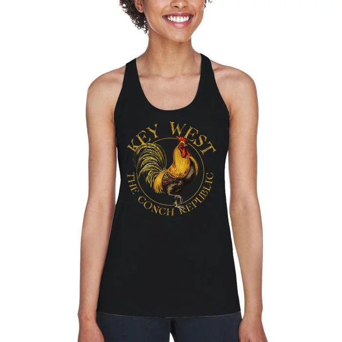 Key West Florida Vintage Rooster Souvenir Women's Racerback Tank