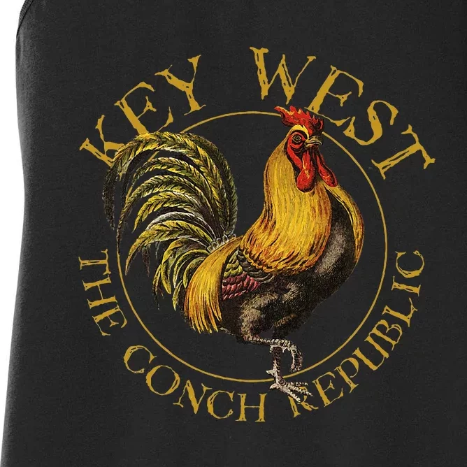 Key West Florida Vintage Rooster Souvenir Women's Racerback Tank