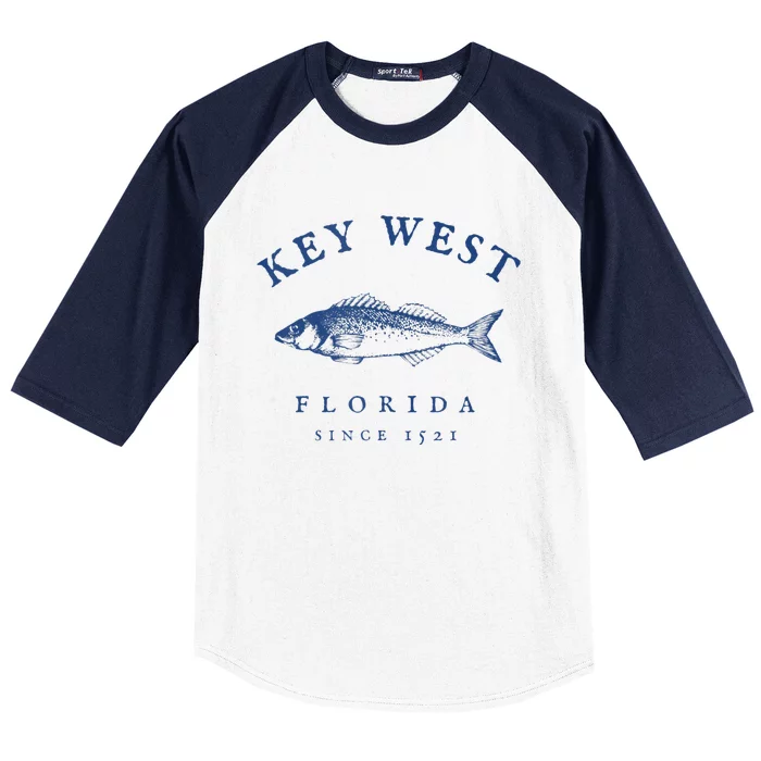 Key West Florida Vintage Fishing Baseball Sleeve Shirt