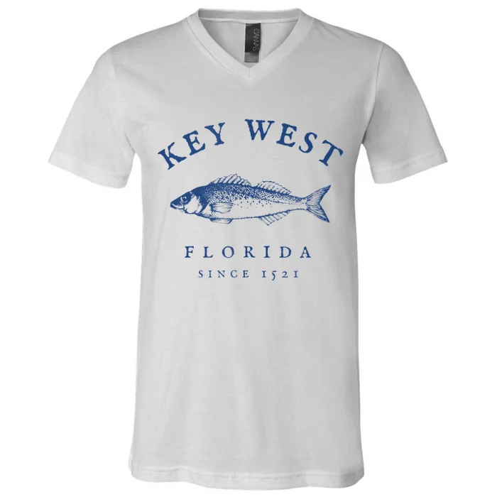 Key West Florida Vintage Fishing V-Neck T-Shirt