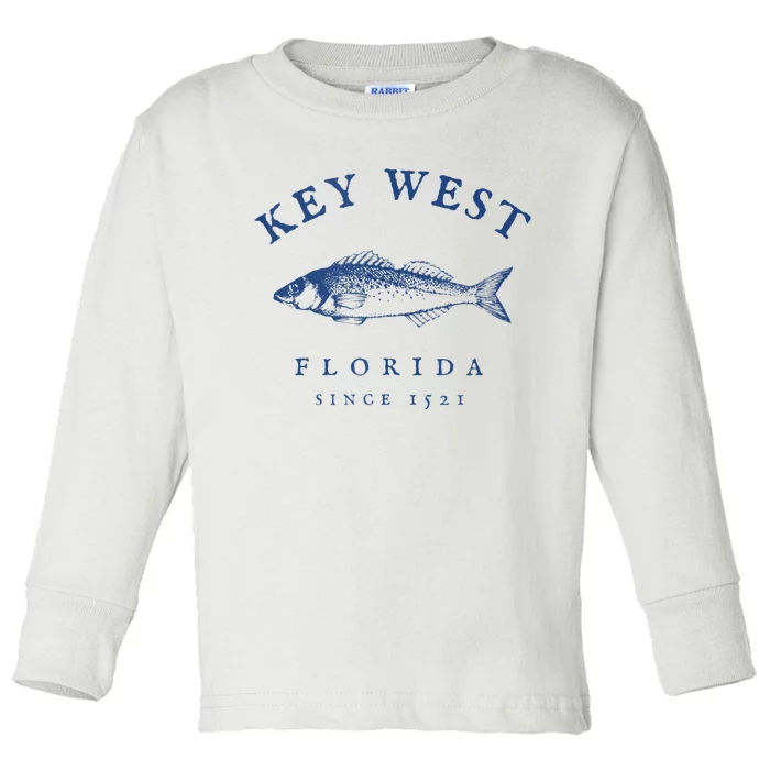 Key West Florida Vintage Fishing Toddler Long Sleeve Shirt