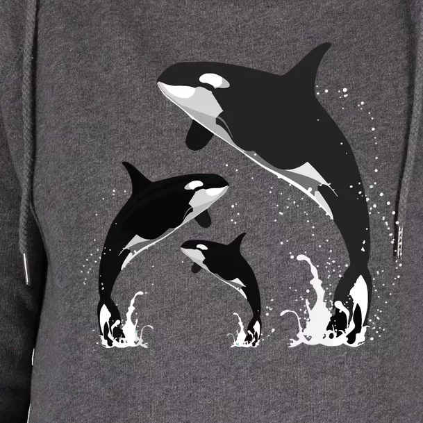 Killer Whale Gifts Jumping Orca Killer Whales Killer Womens Funnel Neck Pullover Hood