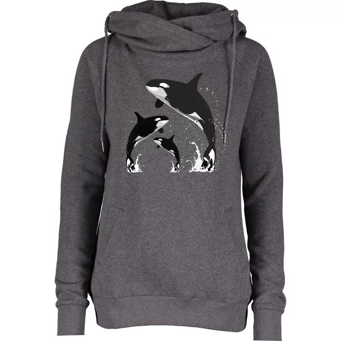 Killer Whale Gifts Jumping Orca Killer Whales Killer Womens Funnel Neck Pullover Hood