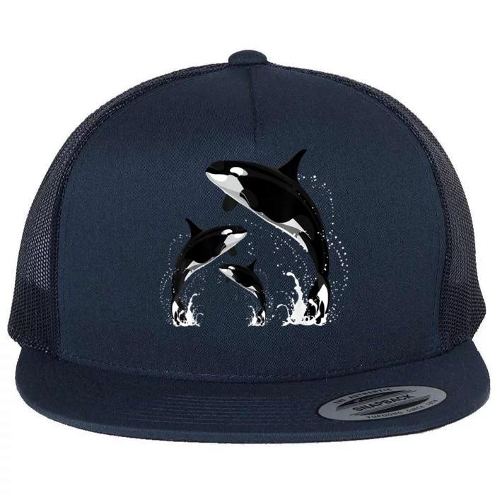 Killer Whale Gifts Shirt. Jumping Orca Killer Whales Killer Flat Bill Trucker Hat