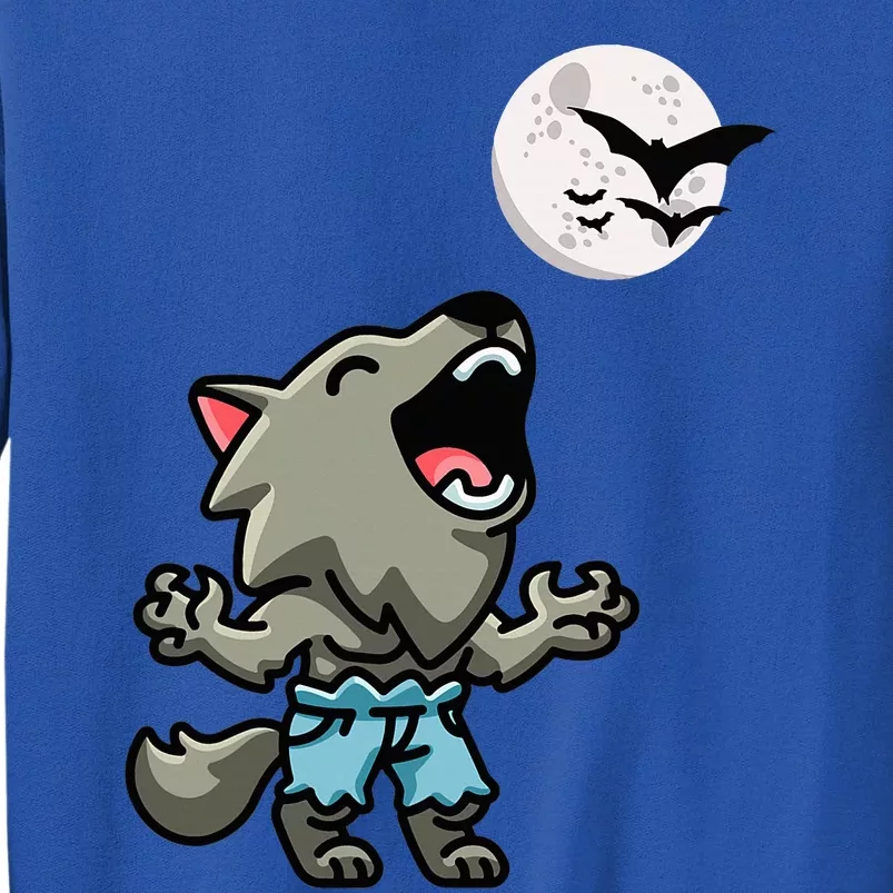 Kawaii Werewolf Howling At The Night Sky Full Moon Monster Tall Sweatshirt