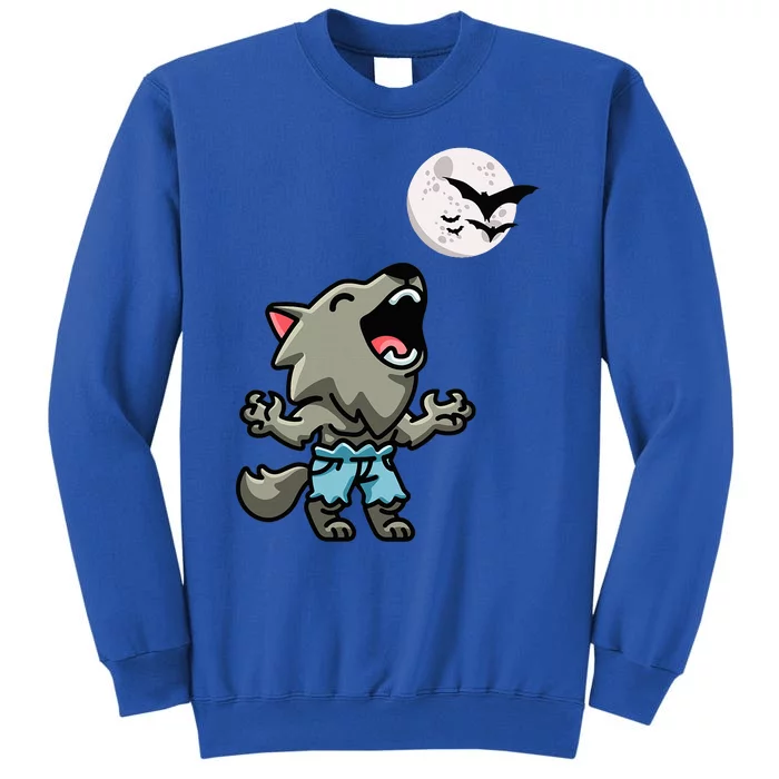 Kawaii Werewolf Howling At The Night Sky Full Moon Monster Tall Sweatshirt