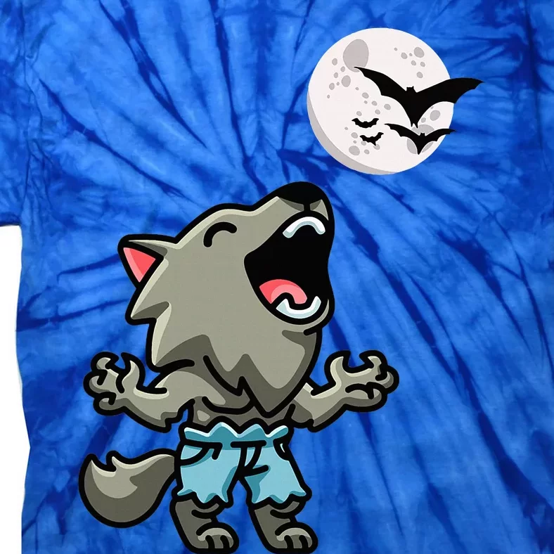 Kawaii Werewolf Howling At The Night Sky Full Moon Monster Tie-Dye T-Shirt