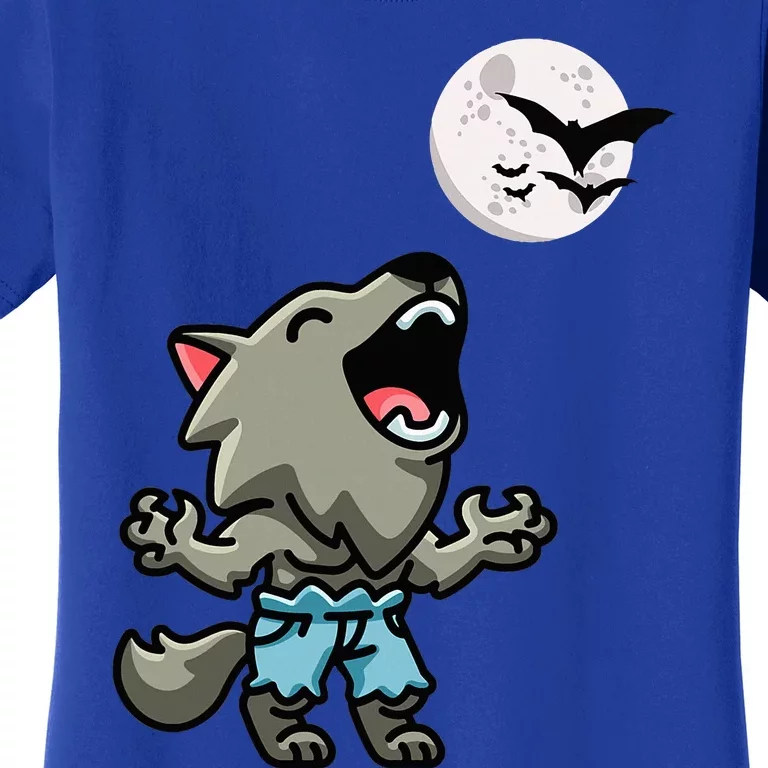 Kawaii Werewolf Howling At The Night Sky Full Moon Monster Women's T-Shirt