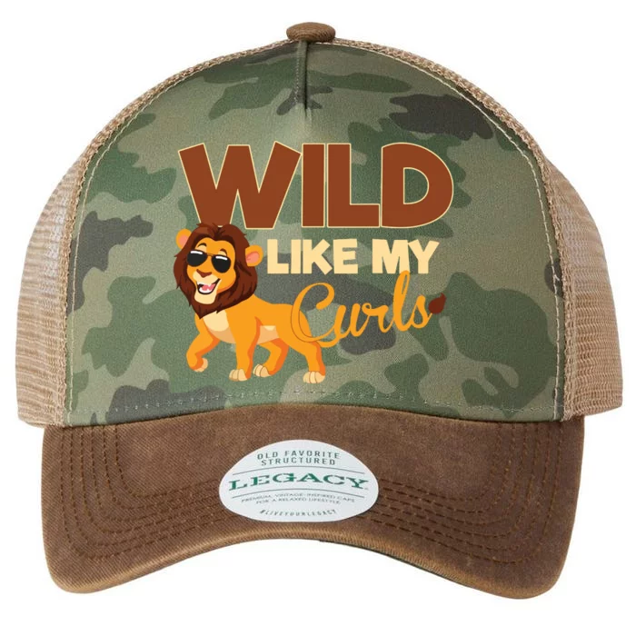 Kids Wild Like My Curls Funny Curly Haired Lion With Sunglasses Legacy Tie Dye Trucker Hat