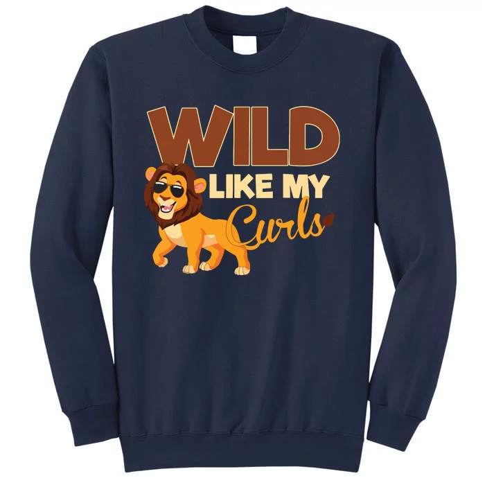 Kids Wild Like My Curls Funny Curly Haired Lion With Sunglasses Sweatshirt