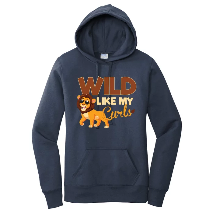 Kids Wild Like My Curls Funny Curly Haired Lion With Sunglasses Women's Pullover Hoodie