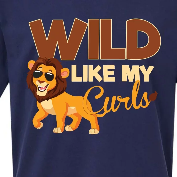 Kids Wild Like My Curls Funny Curly Haired Lion With Sunglasses Sueded Cloud Jersey T-Shirt