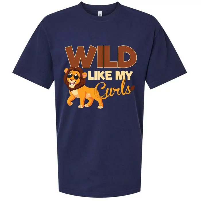 Kids Wild Like My Curls Funny Curly Haired Lion With Sunglasses Sueded Cloud Jersey T-Shirt