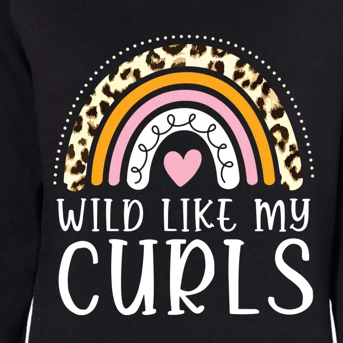 Kids Wild Like My Curls Girl Leopard Boho Rainbow Womens California Wash Sweatshirt