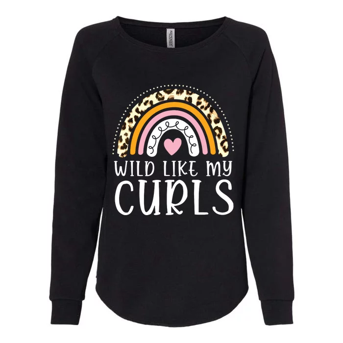 Kids Wild Like My Curls Girl Leopard Boho Rainbow Womens California Wash Sweatshirt