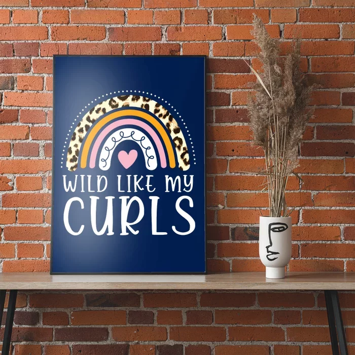 Kids Wild Like My Curls Girl Leopard Boho Rainbow Poster