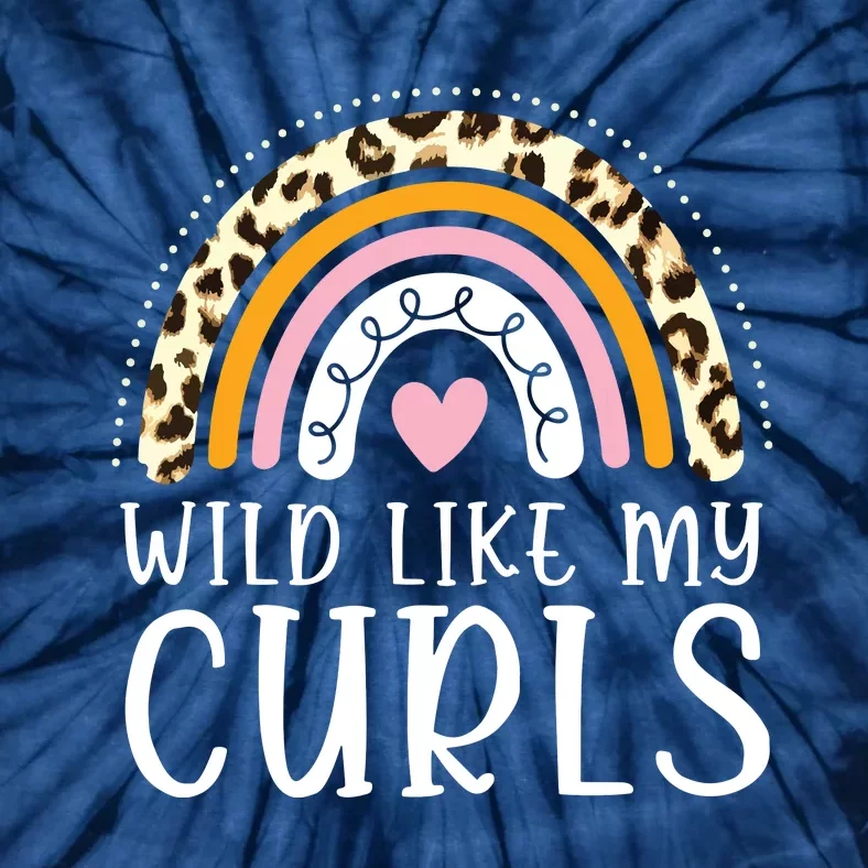 Kids Wild Like My Curls Girl Leopard Boho Rainbow Tie-Dye T-Shirt