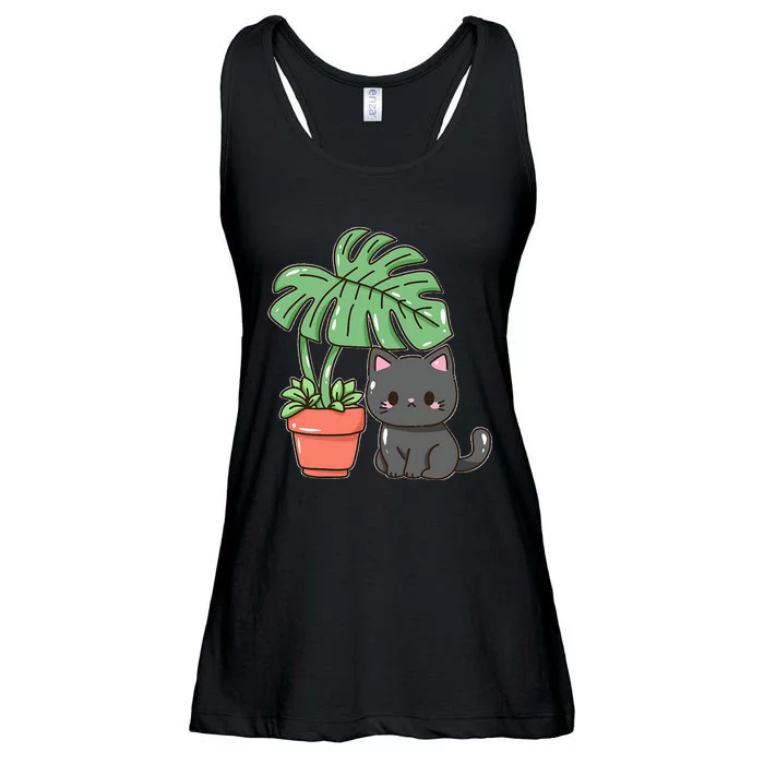 Kitty With Monster Plant Ladies Essential Flowy Tank