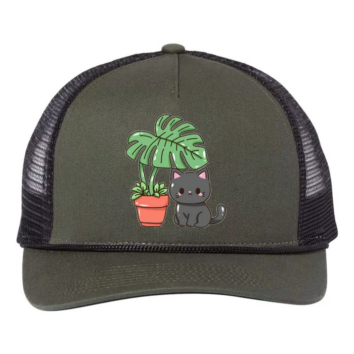 Kitty With Monster Plant Retro Rope Trucker Hat Cap