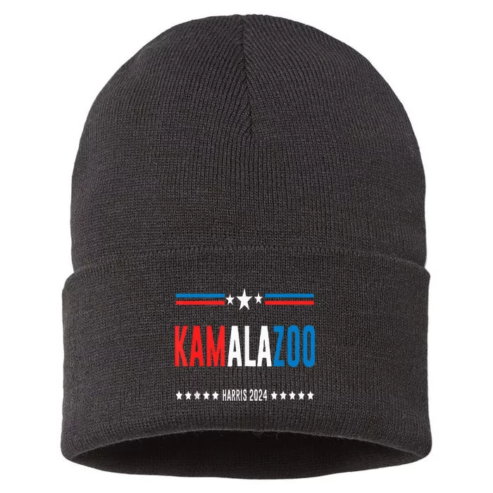 Kamalazoo WeRe Not Going Back Kamala Harris 2024 Sustainable Knit Beanie