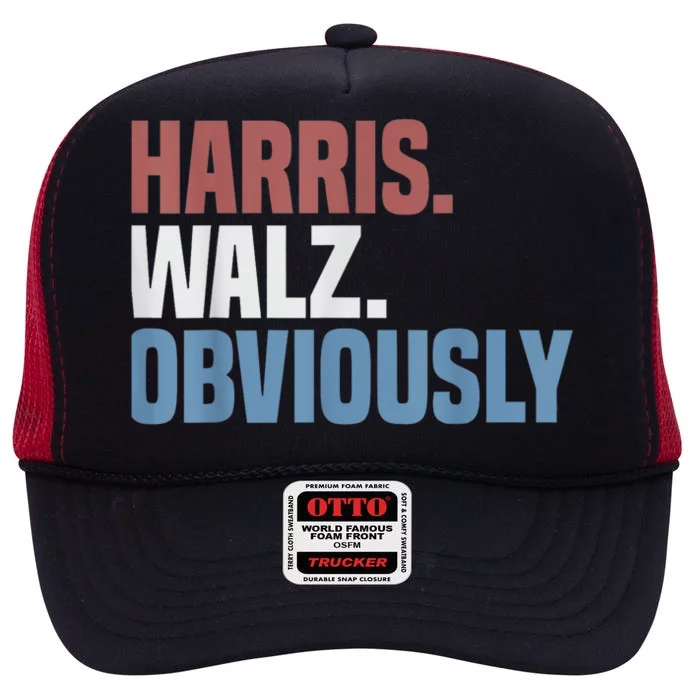 Kamala Walz Obviously 2024 Harris Waltz 2024 Election High Crown Mesh Trucker Hat