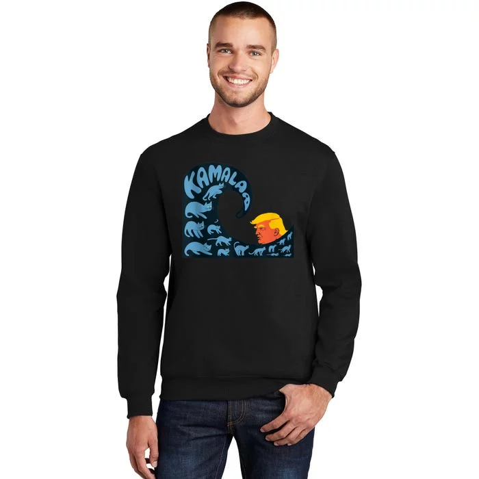 Gary Taxali Kamala Wave Blue Cats Sweatshirt