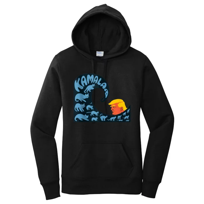 Gary Taxali Kamala Wave Blue Cats Women's Pullover Hoodie