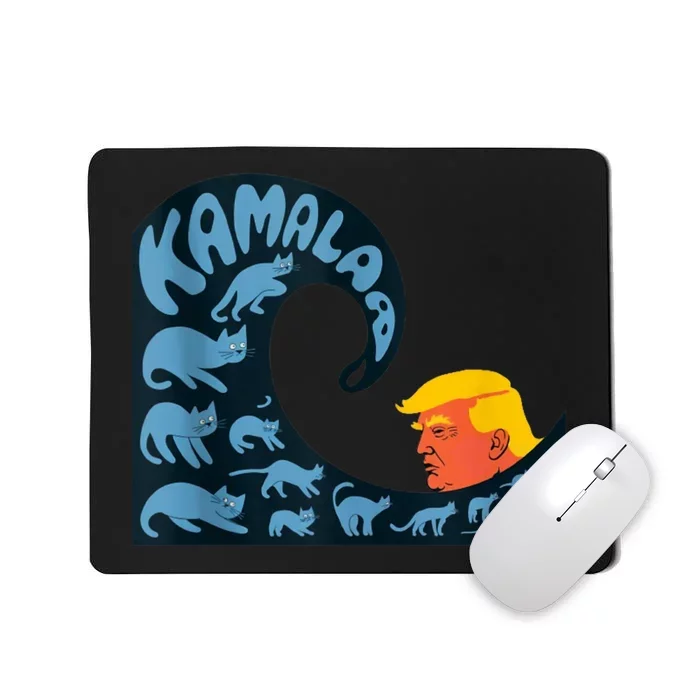 Gary Taxali Kamala Wave Blue Cats Mousepad