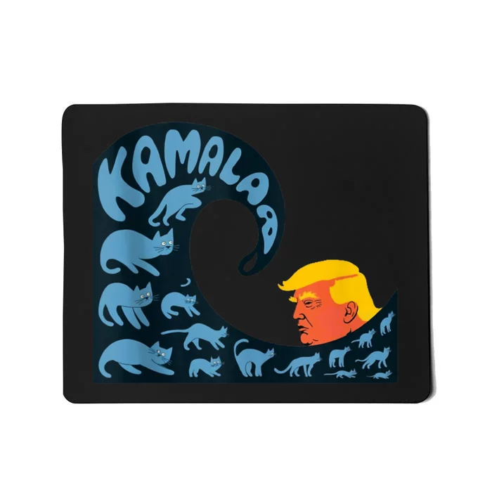 Gary Taxali Kamala Wave Blue Cats Mousepad