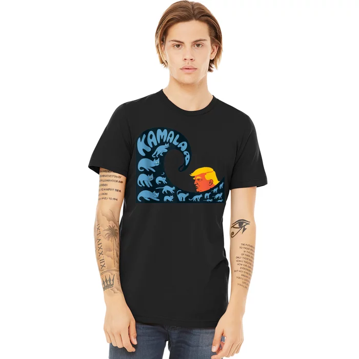 Gary Taxali Kamala Wave Blue Cats Premium T-Shirt