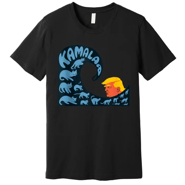 Gary Taxali Kamala Wave Blue Cats Premium T-Shirt