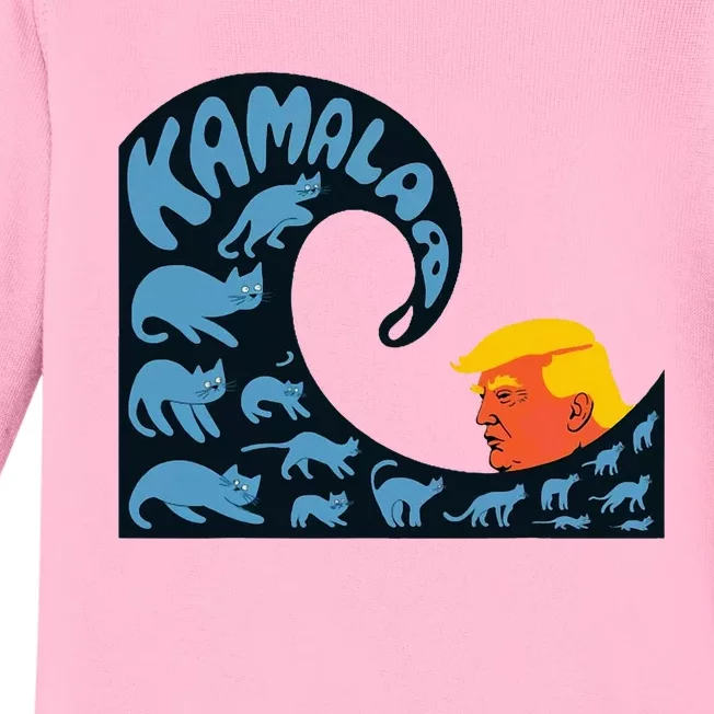 KamalaS Wave Of Blue Cats Overthrows Trump Baby Long Sleeve Bodysuit