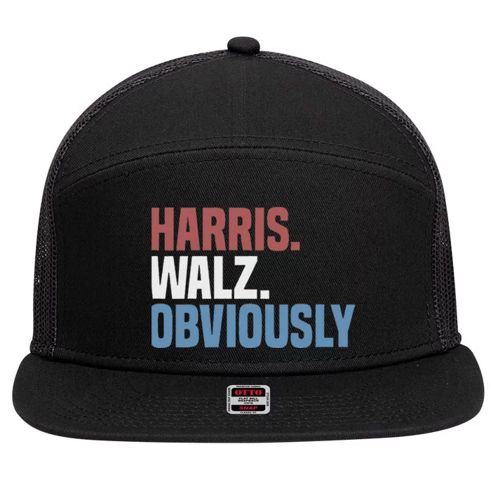 Kamala Walz Obviously 2024 Harris Waltz 2024 7 Panel Mesh Trucker Snapback Hat