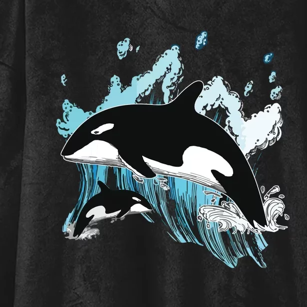 Killer Whale Ocean Swim Cool Animal Creature Orca Hooded Wearable Blanket