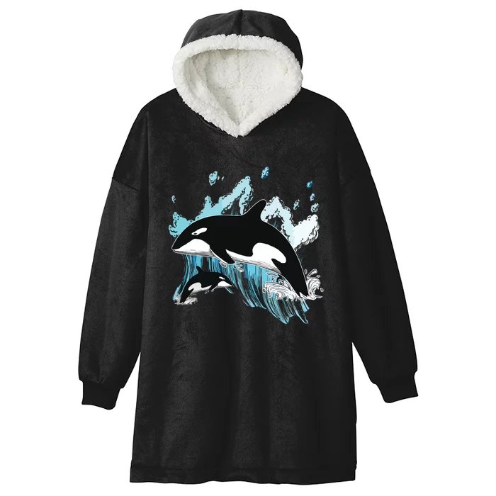 Killer Whale Ocean Swim Cool Animal Creature Orca Hooded Wearable Blanket