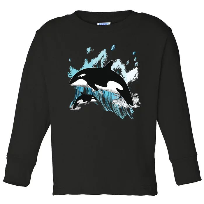 Killer Whale Ocean Swim Cool Animal Creature Orca Toddler Long Sleeve Shirt