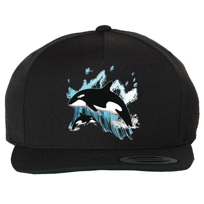 Killer Whale Ocean Swim Cool Animal Creature Orca Wool Snapback Cap