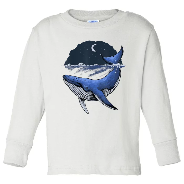 Killer Whale Orca Funny Whale Sea Ocean Moon Toddler Long Sleeve Shirt